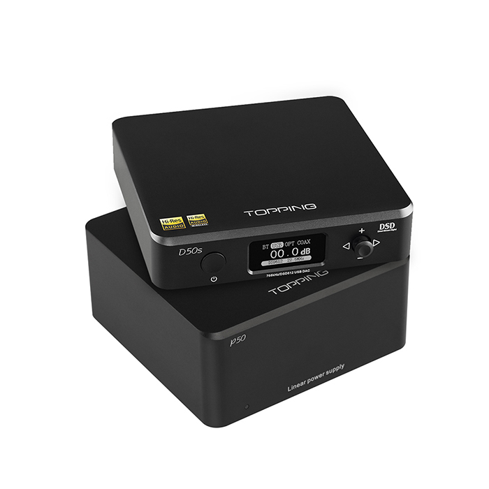Topping D50s Bluetooth DAC + Topping P50 Linear Power Supply,TOPPING